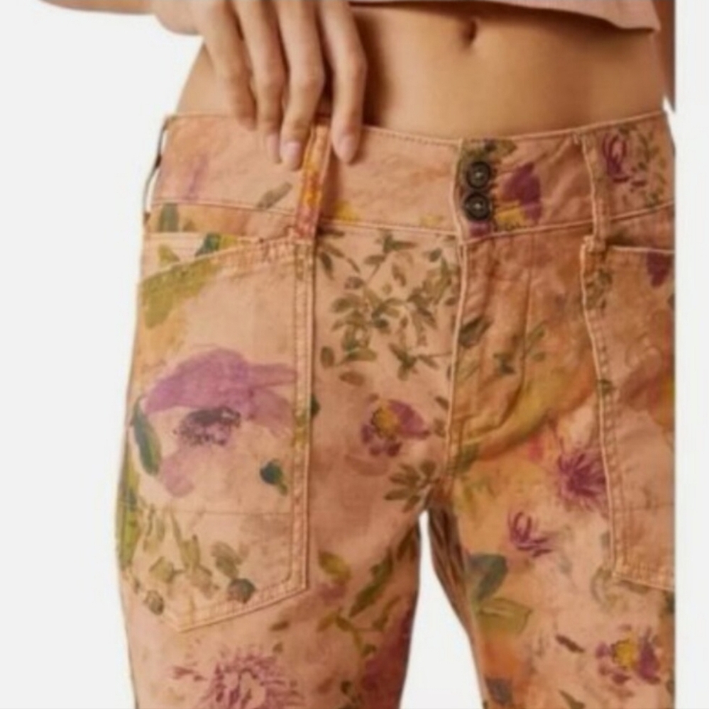 Anthropologie Pilcro The Wanderer Low-Rise cottage core Floral garden pant sz 28